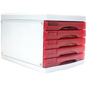 METRO DESKTOP FILING 5 DRAWERS A4 STRAWBERRY