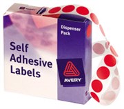 AVERY 937298 ROUND LABEL DISPENSER 14MM FLUORO RED BOX 700