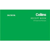 COLLINS RECEIPT BOOK 50 DL DUPLICATE CARBON REQUIRED W68 X L105MM 50 LEAF