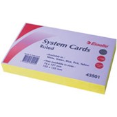 ESSELTE RULED SYSTEM CARDS 203 X 127MM YELLOW PACK 100