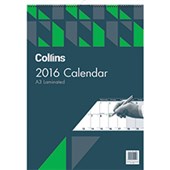 COLLINS CALENDAR EVEN YEAR A3 MONTH TO VIEW LAMINATED WIROBOUND