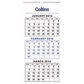 COLLINS CALENDAR EVEN YEAR 3 MONTH TO VIEW W290 X L620MM