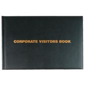 COLLINS CORPORATE VISITORS BOOK 192 PAGE 300 X 200MM GOLD BLOCKED BLACK