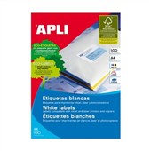 APLI 01274 LABELS A4 16UP SQUARE CORNERS W105 X L37MM WHITE PACK 100