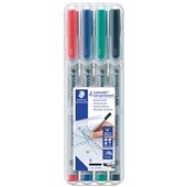 STAEDTLER LUMOCOLOR 312 NONPERMANENT MARKER CHISEL 25MM ASSORTED PACK 4