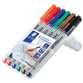 STAEDTLER 316 LUMOCOLOR NONPERMANENT MARKER FINE 06MM ASSORTED WALLET 6