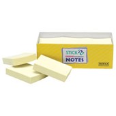 STICKN NOTES SELFADHESIVE 100 SHEET W38 X L50MM YELLOW PACK 12