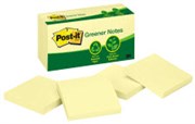 POSTIT 654RP 100 RECYCLED GREENER NOTES 76 X 76MM YELLOW PACK 12