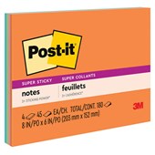 POSTIT 6845SSP SUPER STICKY MEETING RIO DE JANEIRO COLLECTION 90 SHEETS PER PAD W149 X L200MM PACK 4