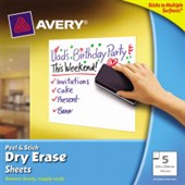 AVERY 24331 DRY ERASE SHEETS 254X254MM PACK 5