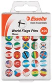 ESSELTE NOVELTY PINS WORLD FLAGS 11MM PACK 25