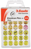 ESSELTE NOVELTY PINS EMOTICONS 10 11MM PACK 25