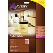 AVERY 980020 L7125 SQUARE LABELS CRYSTAL CLEAR PACK 10