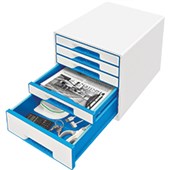 LEITZ WOW DOCUMENT CABINET A4 5 DRAWER BLUE