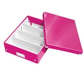 LEITZ WOW ORGANISER BOX CLICK AND STORE MEDIUM A4 PINK