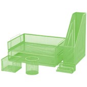 FM DESK ORGANISER SET MESH 6 PIECE GREEN