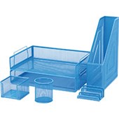 FM DESK ORGANISER SET MESH 6 PIECE BLUE