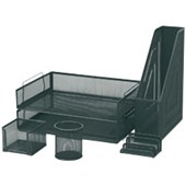 FM DESK ORGANISER SET MESH 6 PIECE BLACK