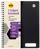 MARBIG ACCOHIDE 5SUBJECT NOTEBOOK 7 HOLE PUNCHED WIRO BOUND 250 PAGE A4 BLACK