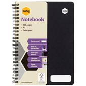 MARBIG NOTEBOOK WIRO BOUND A5 100 LEAF BLACK