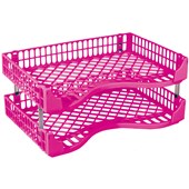 BIC DOCUMENT TRAY LANDSCAPE 395 X 260 X 60MM FLUORO PINK PACK 2