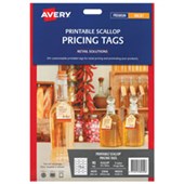 AVERY 980050 22848 TAGS SCALLOP INKJET 18UP W50 X L32MM WHITE PACK 5