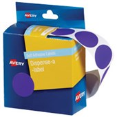 AVERY 937565 DMC24P DISPENSER SELF ADHESIVE CIRCLE LABEL DISPENSER PACK DIA 24MM PURPLE PACK 500