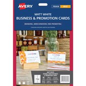 AVERY 980026 C32071 BUSINESS CARDS INKJET RECTANGULAR 8UP W85 X L54MM MATT WHITE PACK 10